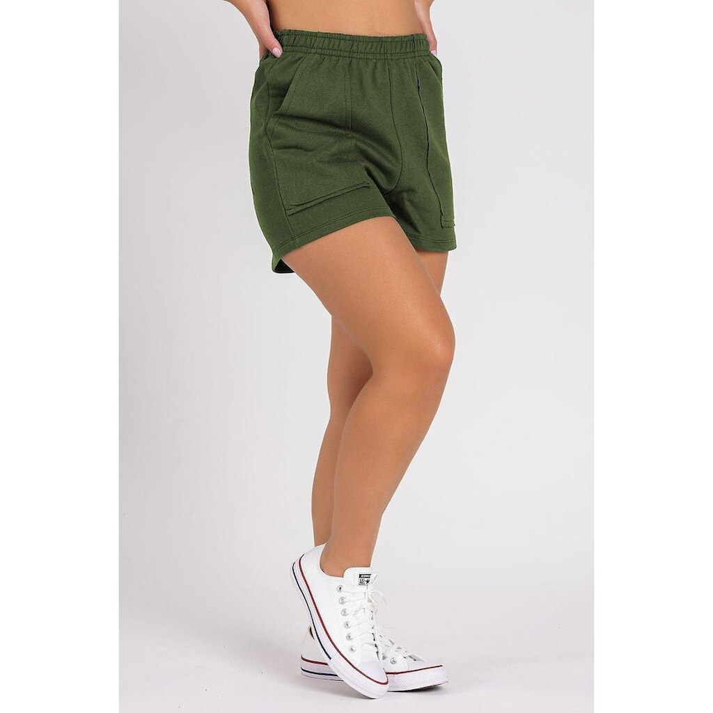Short Moletom Bolso a Fio Militar