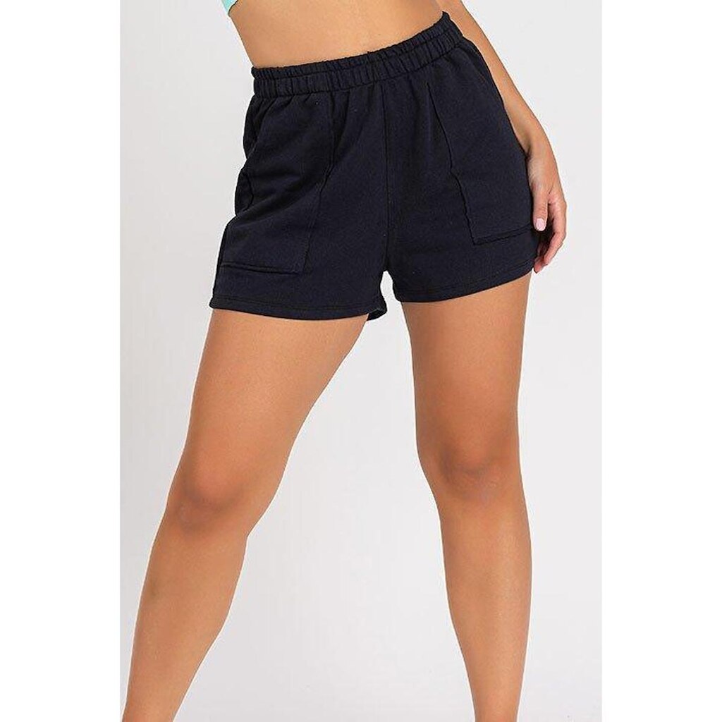 Short Moletom Bolso a Fio Preto