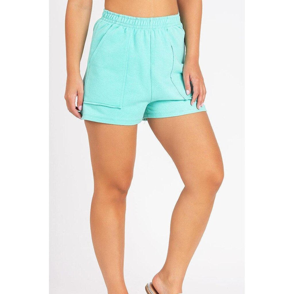 Short Moletom Bolso a Fio Verde Piscina