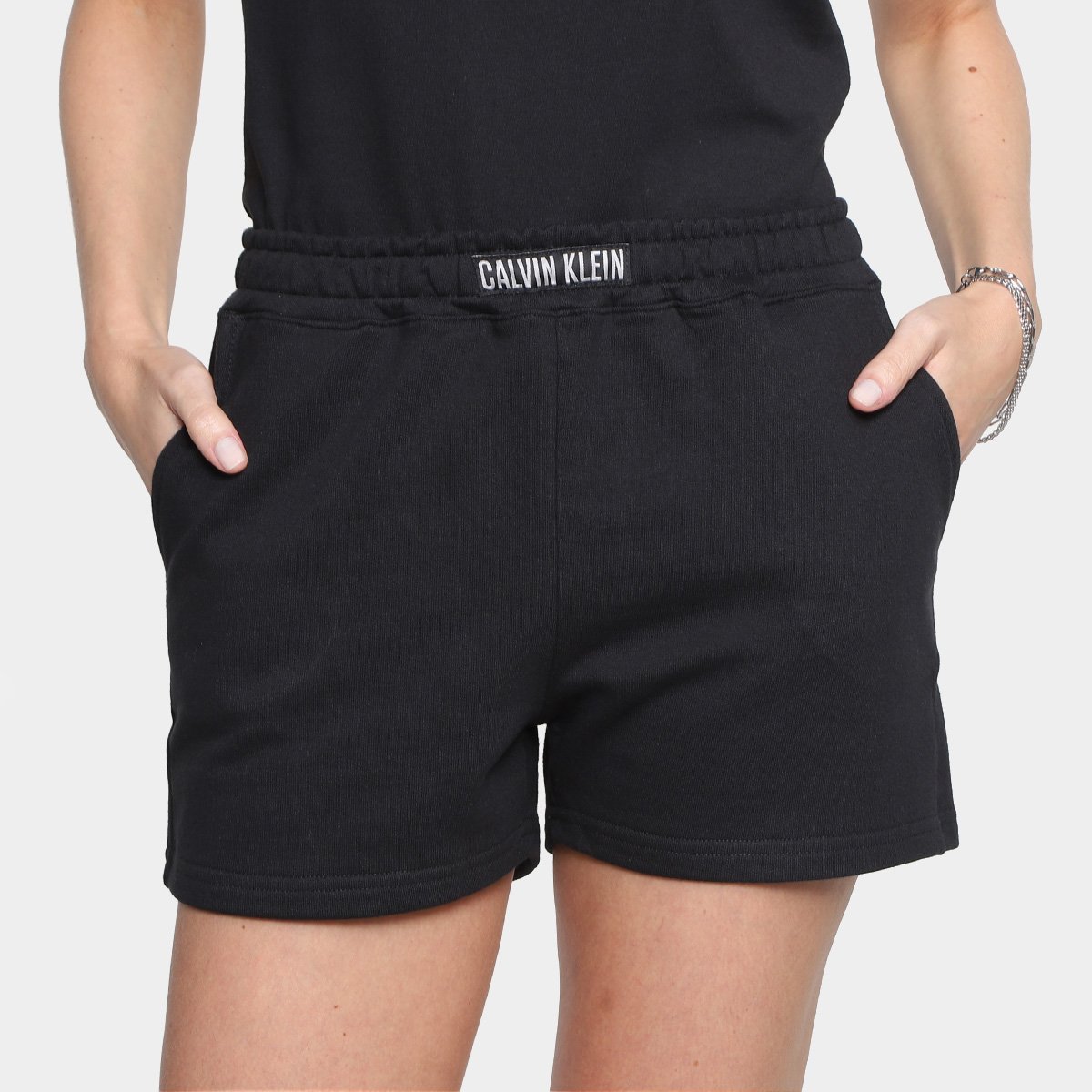 Short Moletom Calvin Klein Intense Power Feminino Preto Netshoes