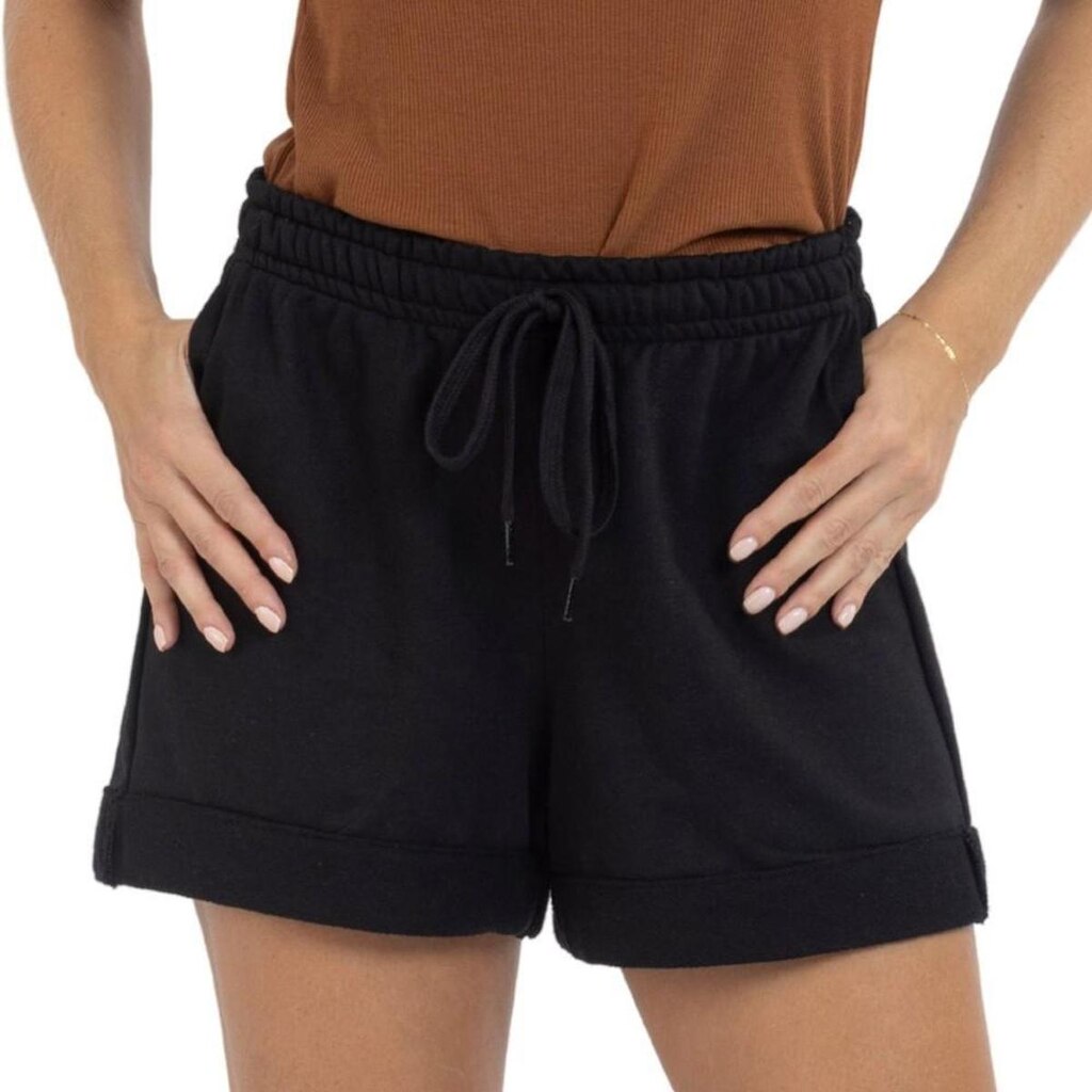 Short Moletom Feminino Casual Confortável Com Bolso