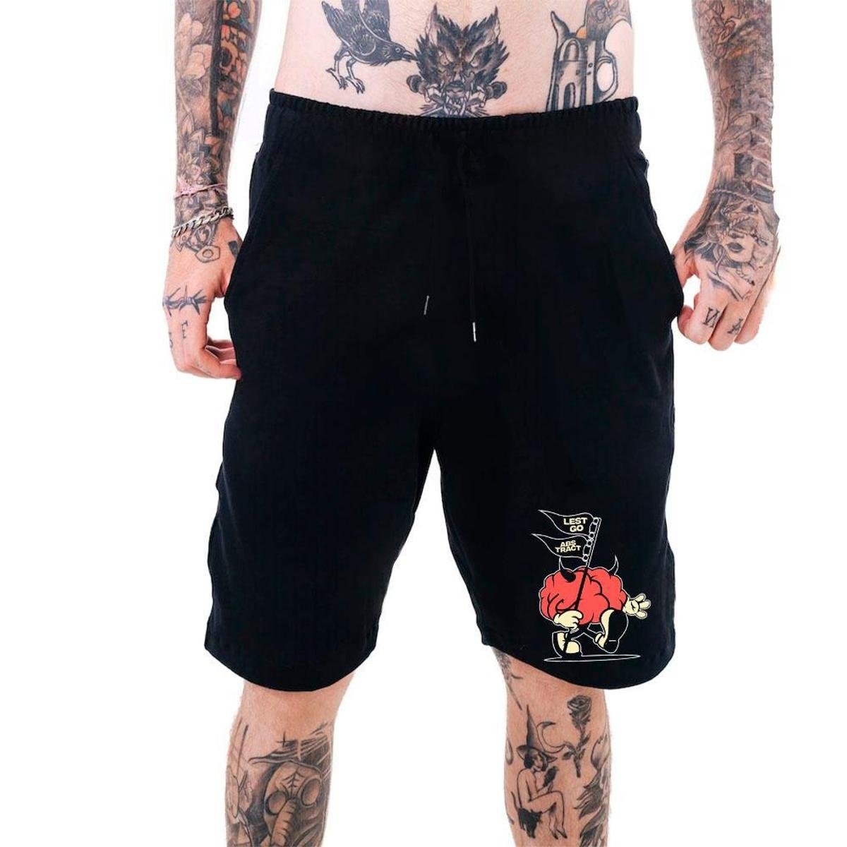 Short Moletom Masculino‎ Cérebro Dark Red Abstract