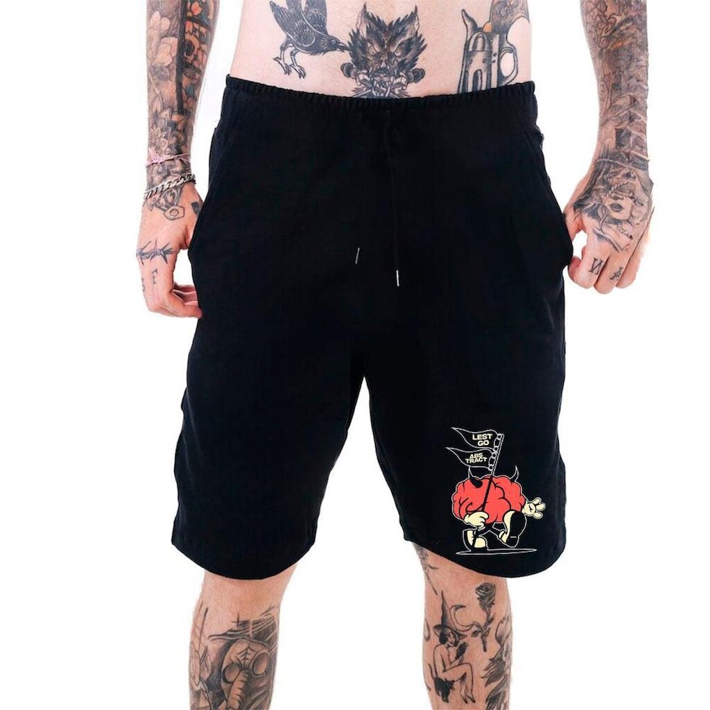 Short Moletom Masculino‎ Cérebro Dark Red Abstract