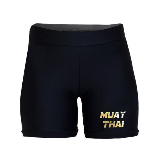 Short Muay Thai Spartanus Fightwear Gold - Preto