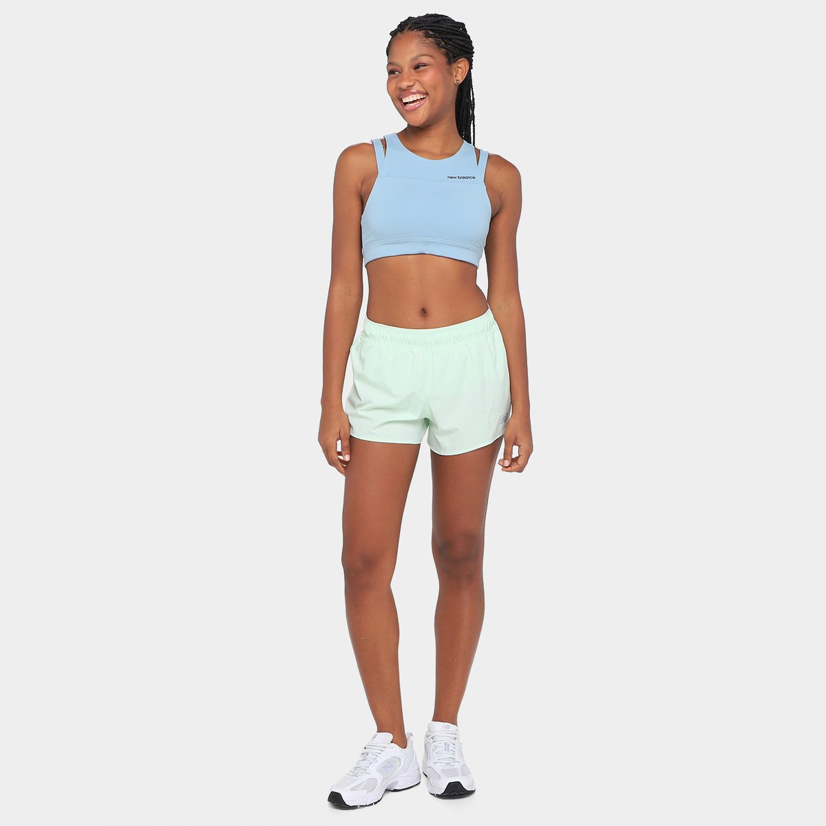 Short New Balance Run Club 3 Feminino - Verde claro | Netshoes