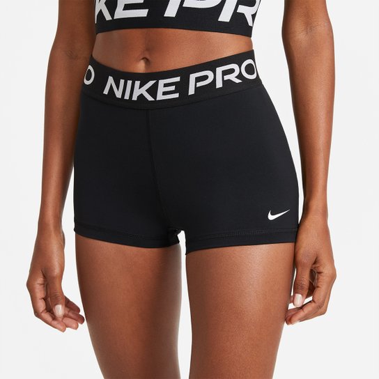 Short Nike Pro 365 3'' Feminino - Preto+Branco Menor preço em Short Nike Pro 365 3'' Feminino - Preto+Branco