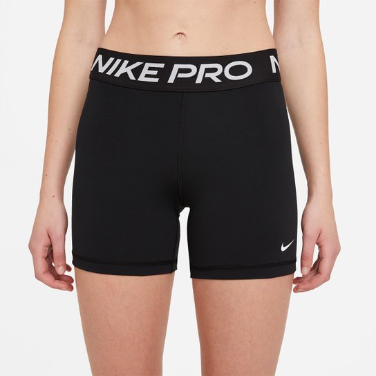 Short Nike Pro 365 5in Feminino - Preto+Branco Menor preço em Short Nike Pro 365 5in Feminino - Preto+Branco