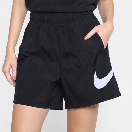 Short Nike Sportswear Woven Easy Feminino Preto+Branco Netshoes