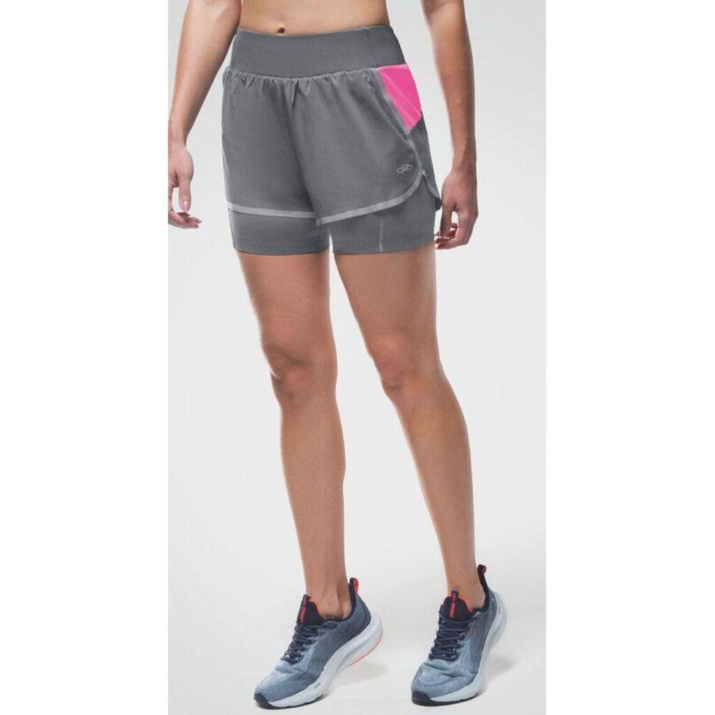 SHORT OLYMPIKUS 2 EM 1 GRANITO/TUTTI F COM ROSA-FEMININO