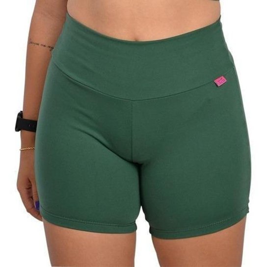 Short Poliamida Feminino Lavicta Fitness Básico Cós Largo - Verde Militar Menor preço em Short Poliamida Feminino Lavicta Fitness Básico Cós Largo - Verde Militar