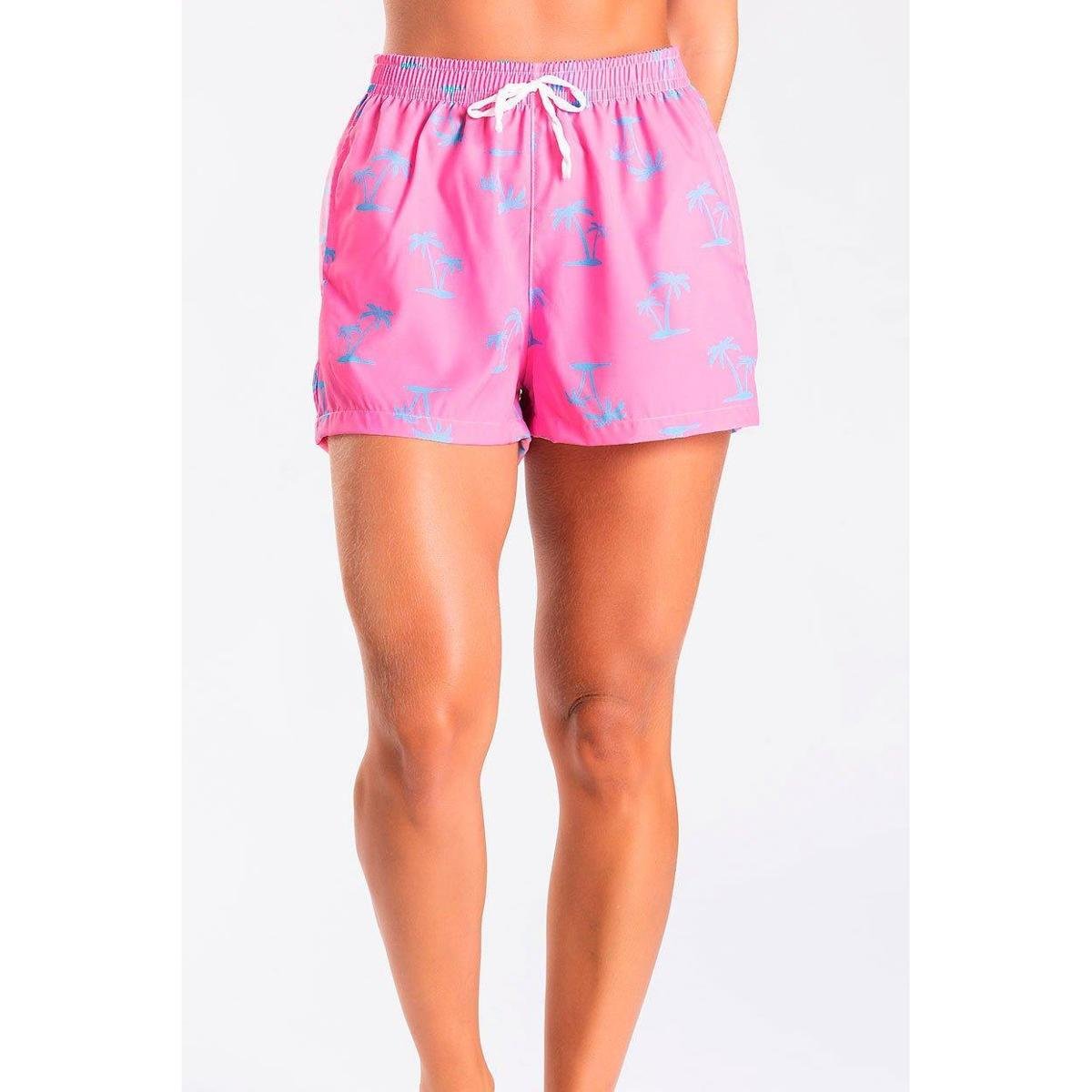 Short Praia Confort Rosa Tropical Menor preço em Short Praia Confort Rosa Tropical