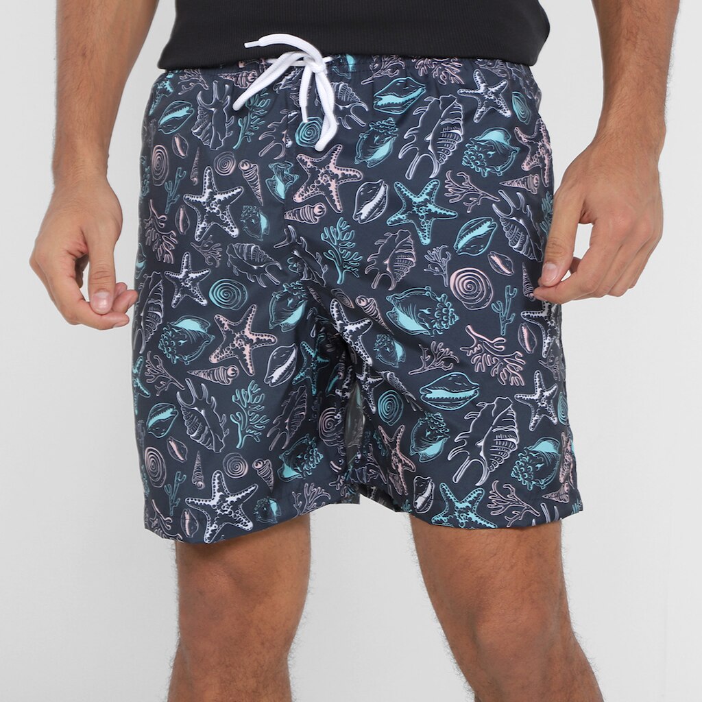 Short Praia Curto Mash Fundo Do Mar Masculino