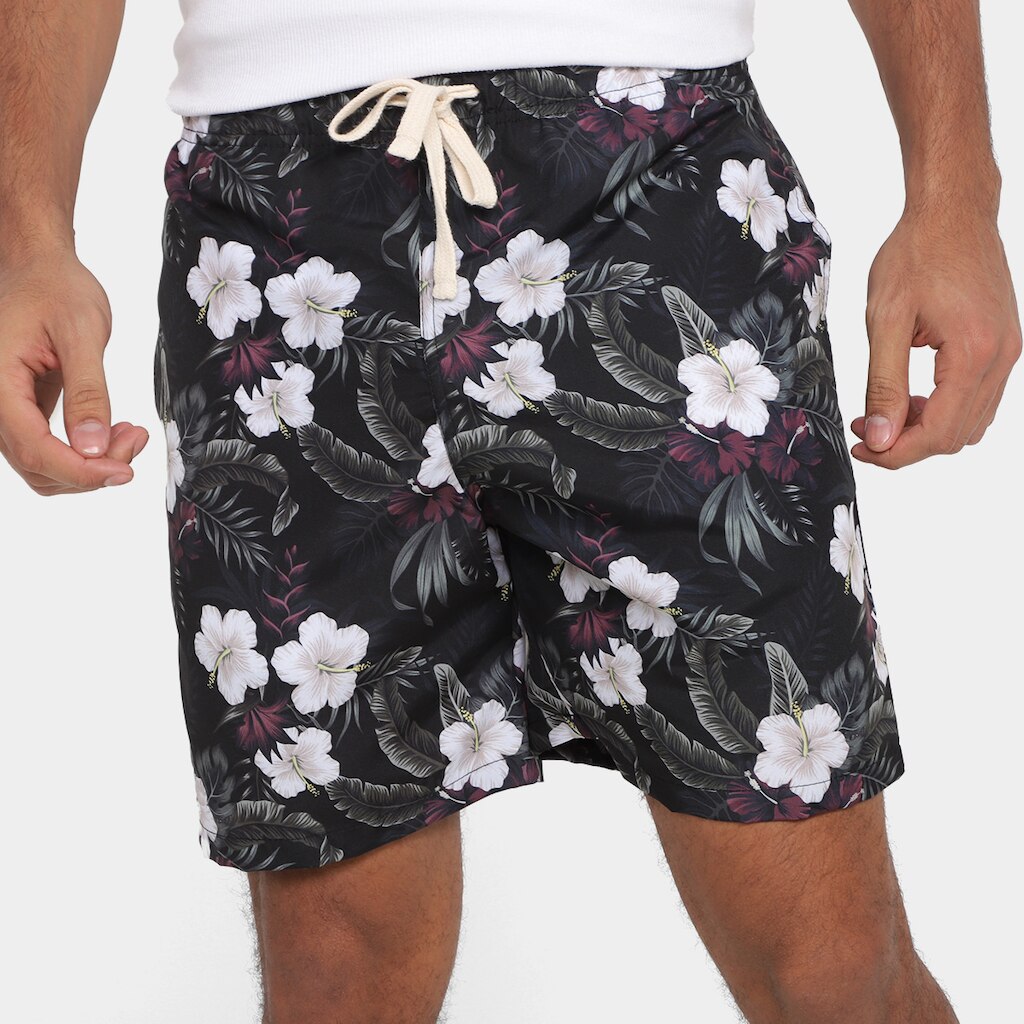 Short Praia Curto Mash Hibisco Masculino