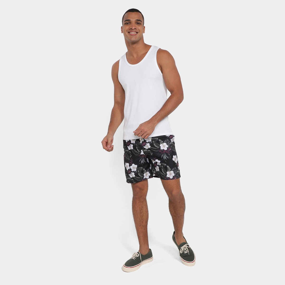 Short Praia Curto Mash Hibisco Masculino - 1