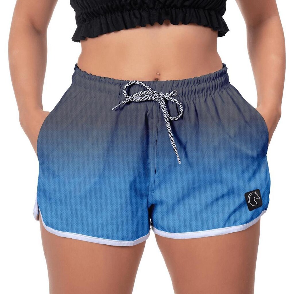 Short Praia Feminino W2 Degrade Cinza Azul