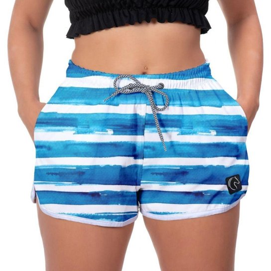 Short Praia Feminino W2 Pattern - Azul Menor preço em Short Praia Feminino W2 Pattern - Azul