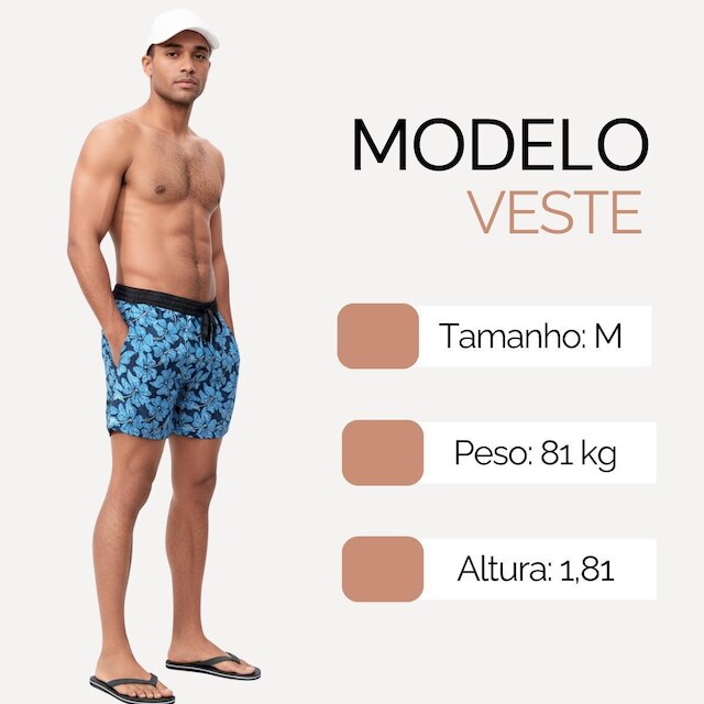 Short Praia Masculino Bermuda Curta Tactel Estampado Floral
