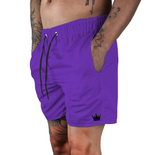 Short Praia Masculino Bermuda Verão Short Tactel Verão - Crown - Roxo Menor preço em Short Praia Masculino Bermuda Verão Short Tactel Verão - Crown - Roxo