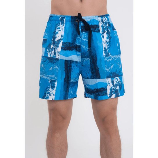 Short Praia Masculino Floral Estampado Primavera Verao Colinas - Azul Menor preço em Short Praia Masculino Floral Estampado Primavera Verao Colinas - Azul