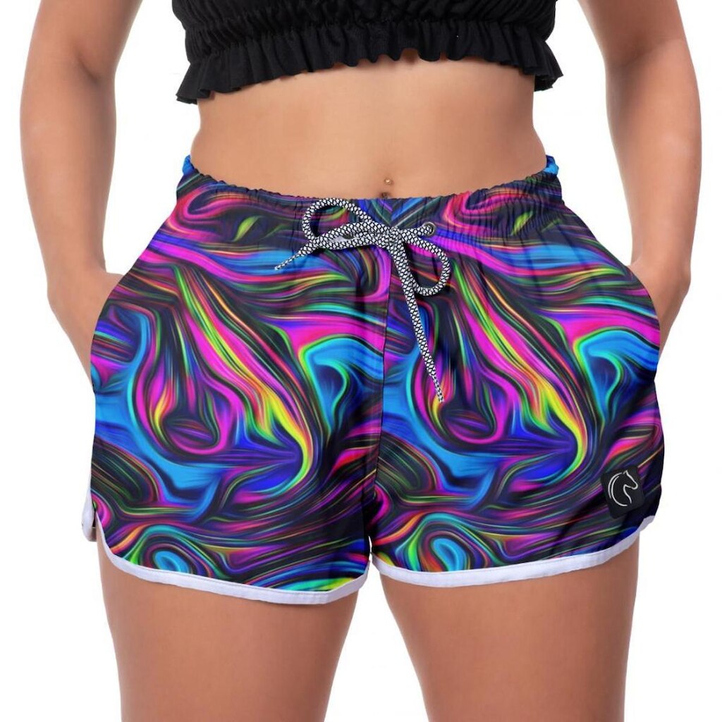 Short Praia Psicodelic Feminino Estilo Conforto Lançamento