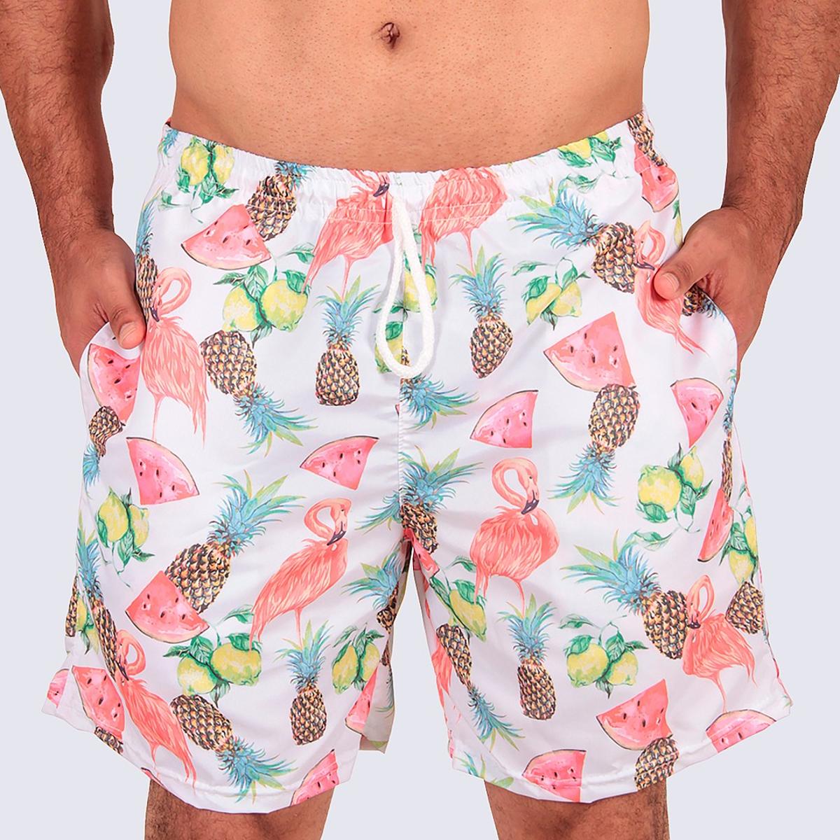 shorts praia masculino flamingo