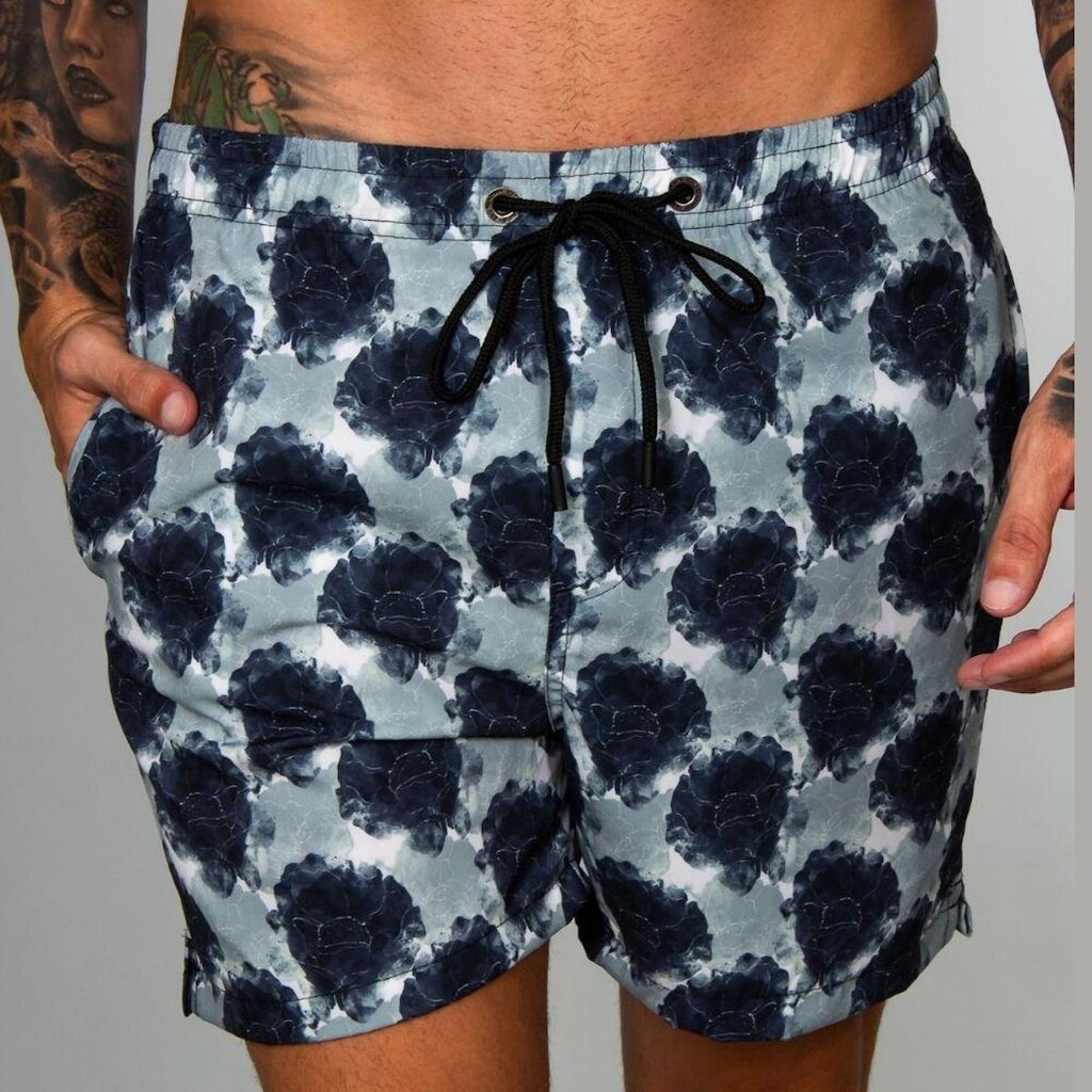 Short Red Feather Swim Dark Flower