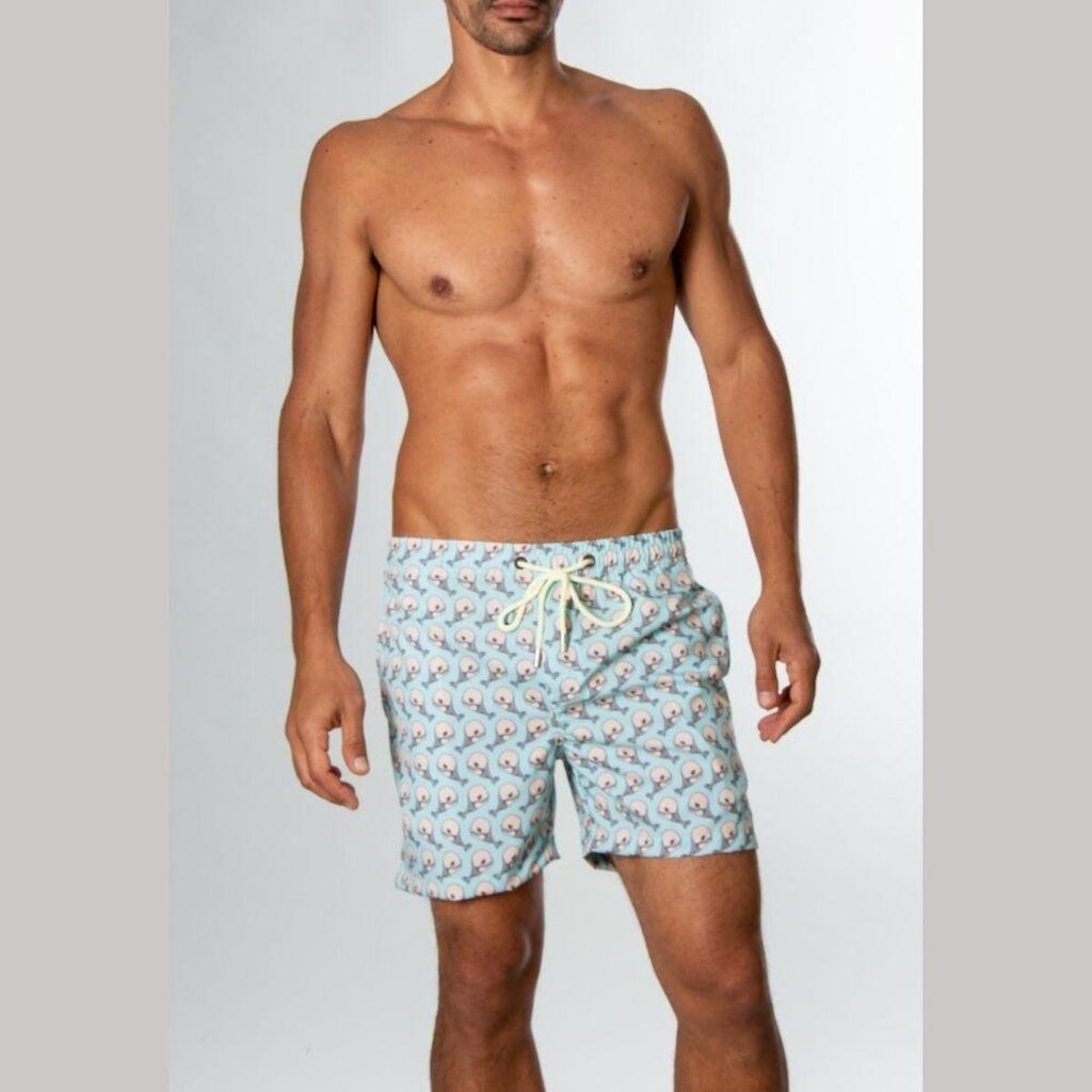 Short Red Feather Swim Wale Skeleton Masculino