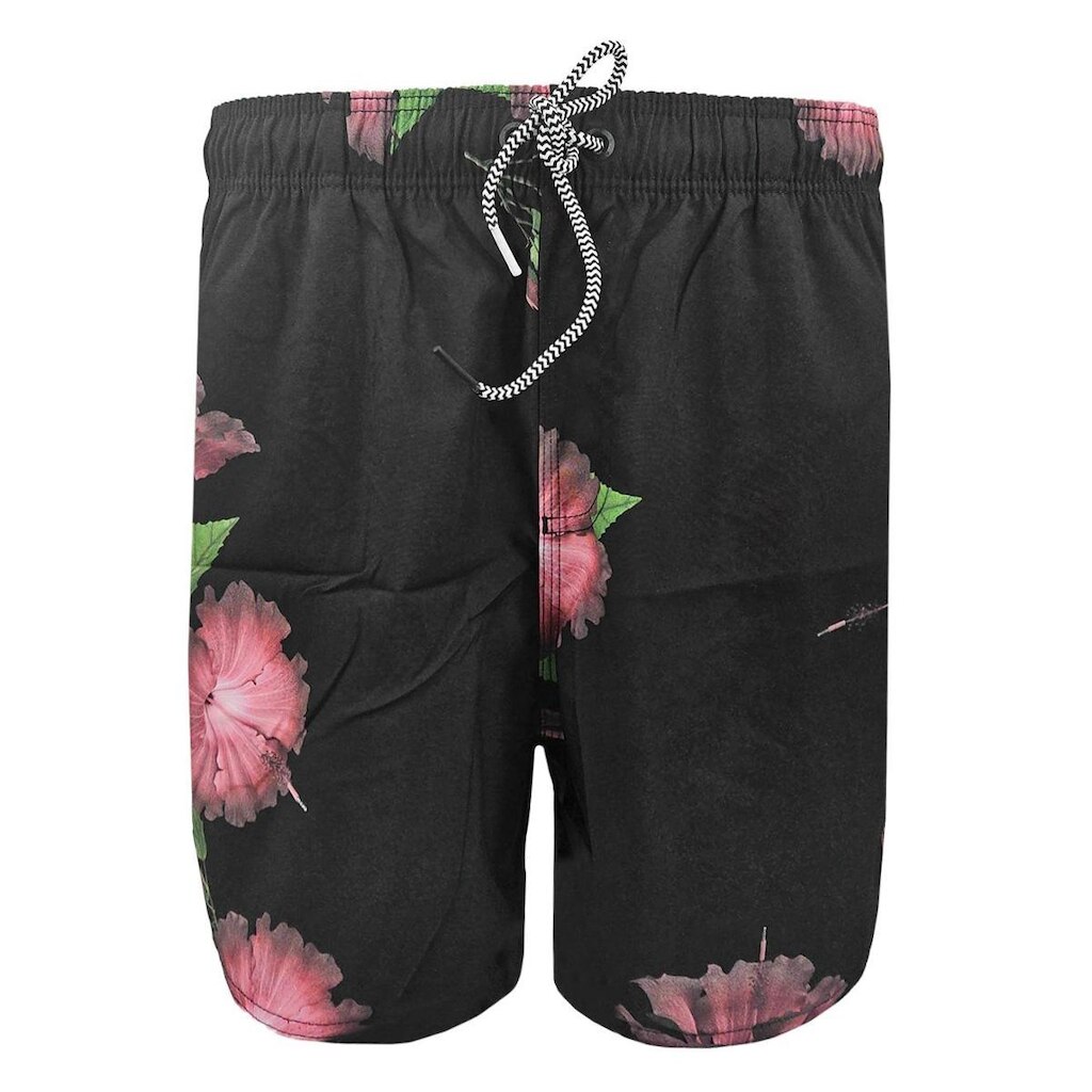 Short Reserva D'Água Beachwear Hibiscos Preto