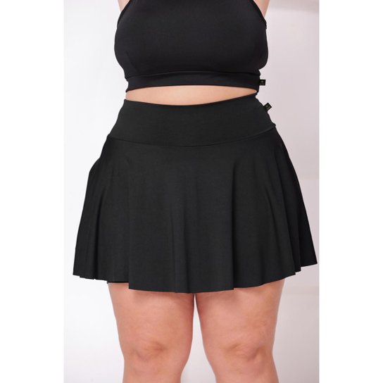 Short Saia Babado WOLFOX Plus Size Feminino Suplex Fitness