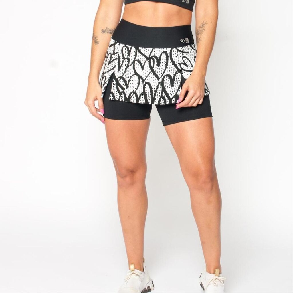 Short-Saia BYG Jackar Poliamida Love White