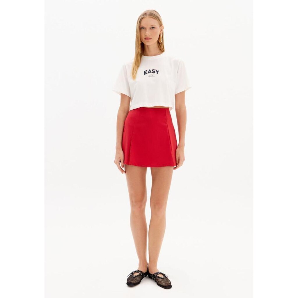 Short Saia Com Cintura Alta E Zíper Posterior