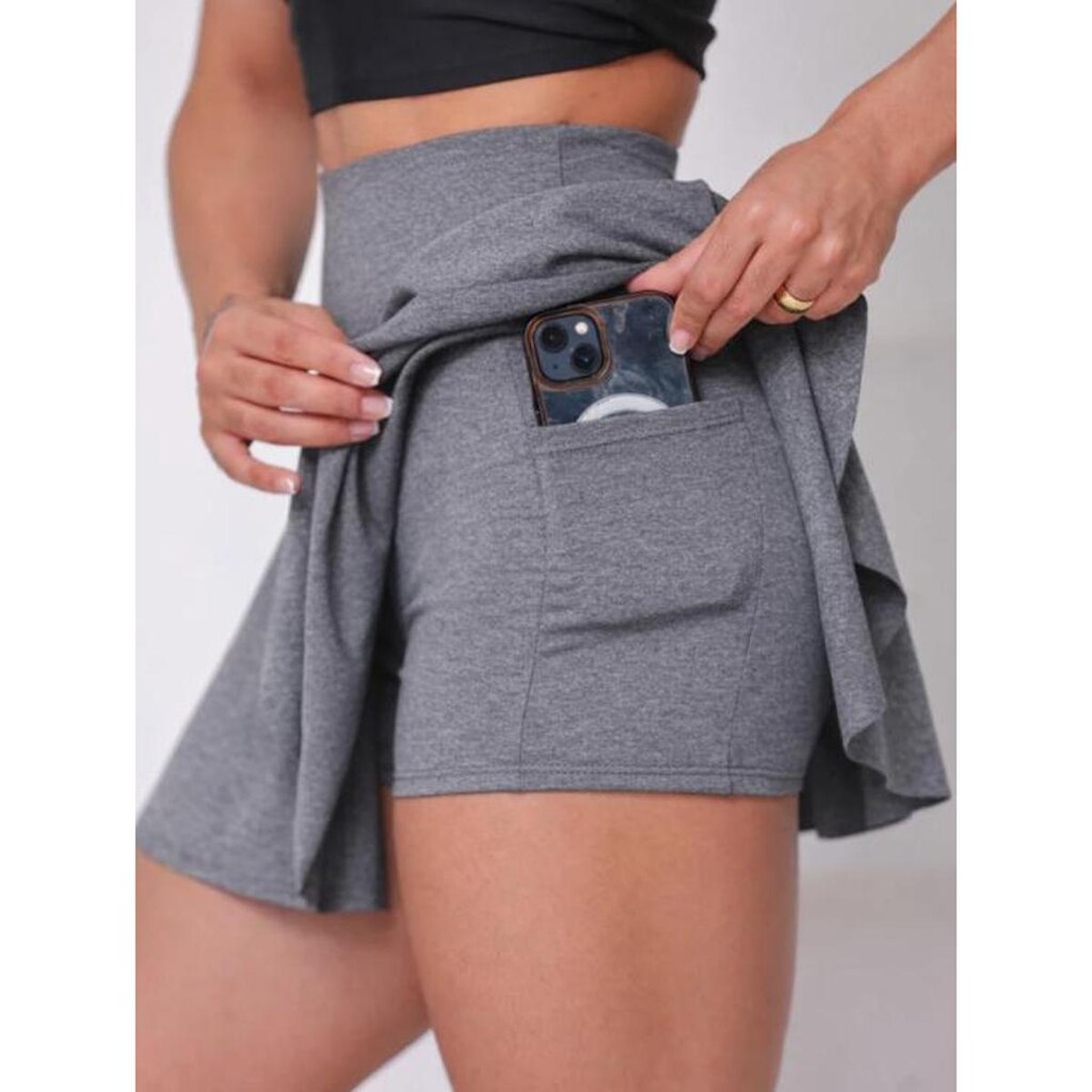 Short saia da Copa do Brasil Com Bolso Feminino Rodada Estilo academia WOLFOX