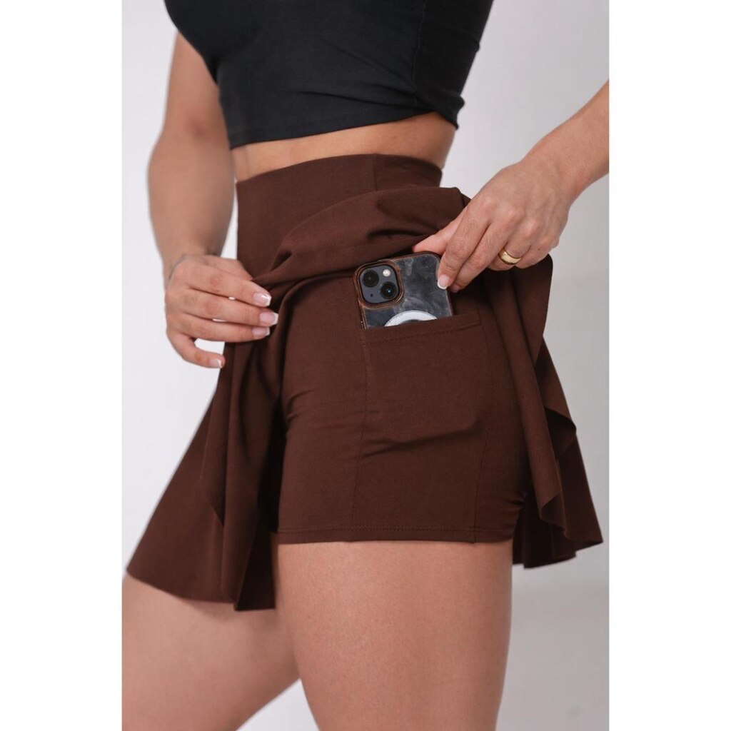 Short saia da Copa do Brasil Com Bolso Feminino Rodada Estilo academia WOLFOX