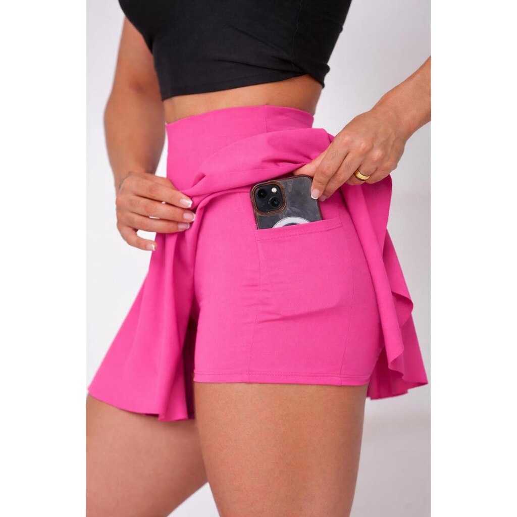 Short saia da Copa do Brasil Com Bolso Feminino Rodada Estilo academia WOLFOX