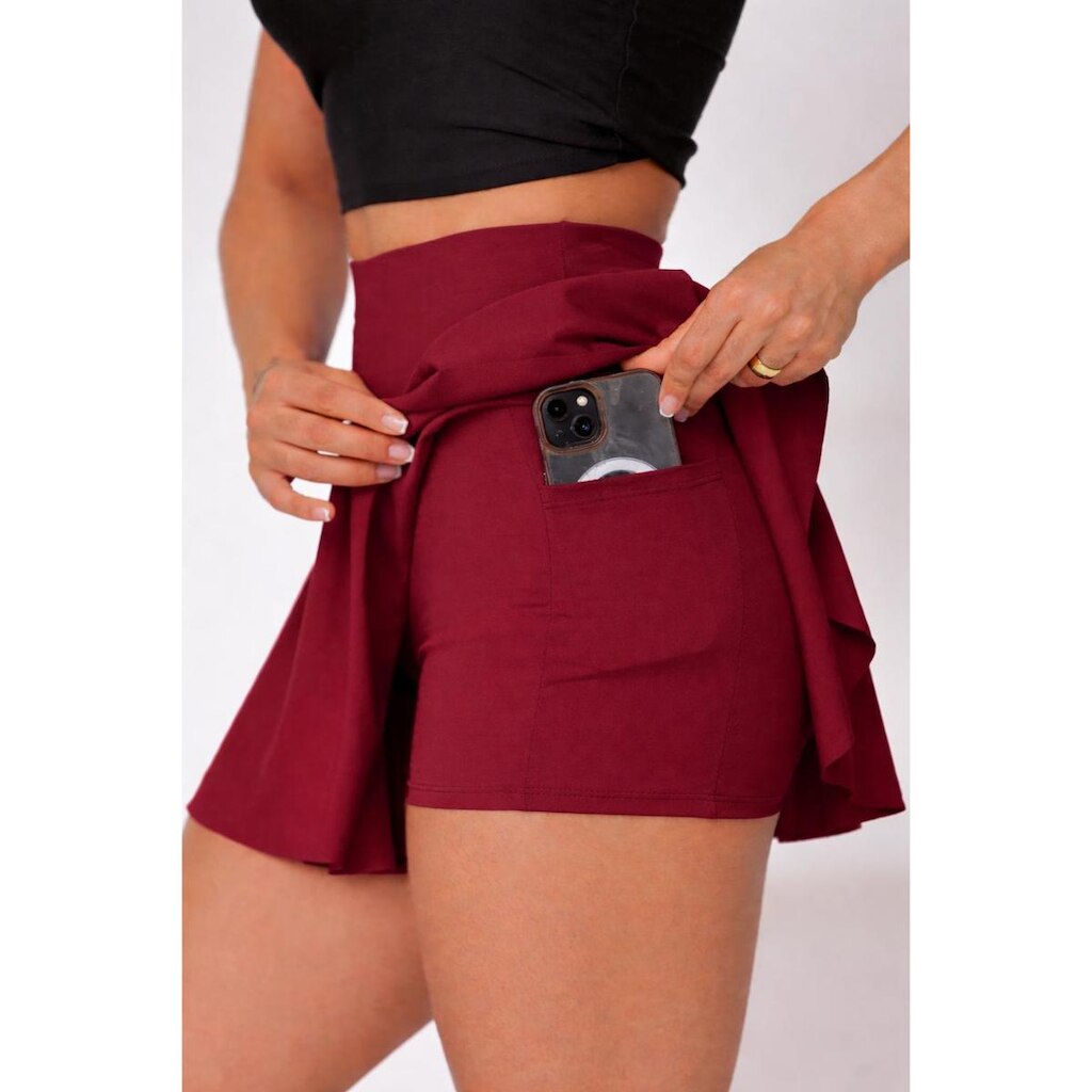 Short saia da Copa do Brasil Com Bolso Feminino Rodada Estilo academia WOLFOX