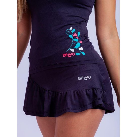 Short Saia Dry Cool Babado Preto - Preto Menor preço em Short Saia Dry Cool Babado Preto - Preto