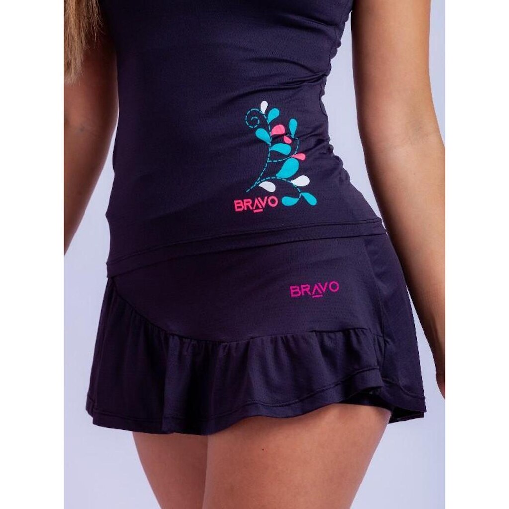 Short Saia Dry Cool Babado Preto