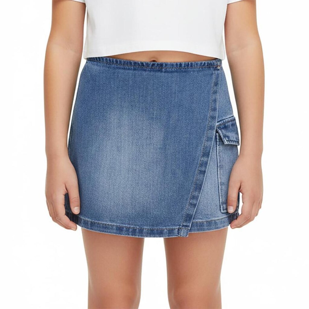 Short Saia Juvenil Look Jeans Cargo Jeans - 12 - UNICA