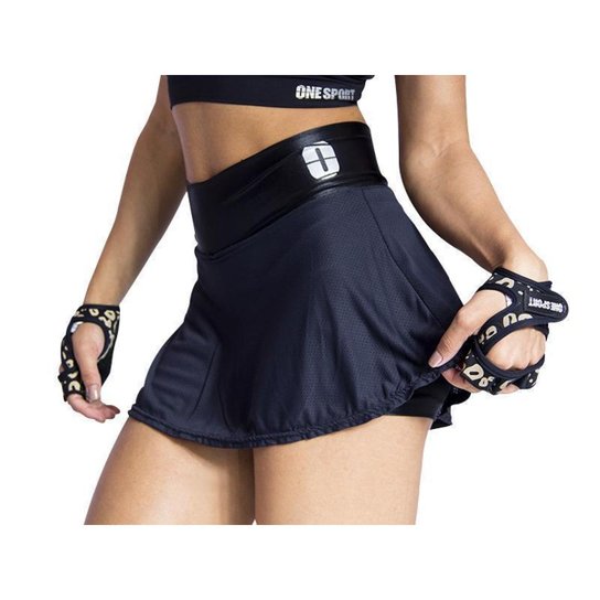 Short Saia One Sport Roupa Academia Fitness Feminino - Preto Menor preço em Short Saia One Sport Roupa Academia Fitness Feminino - Preto