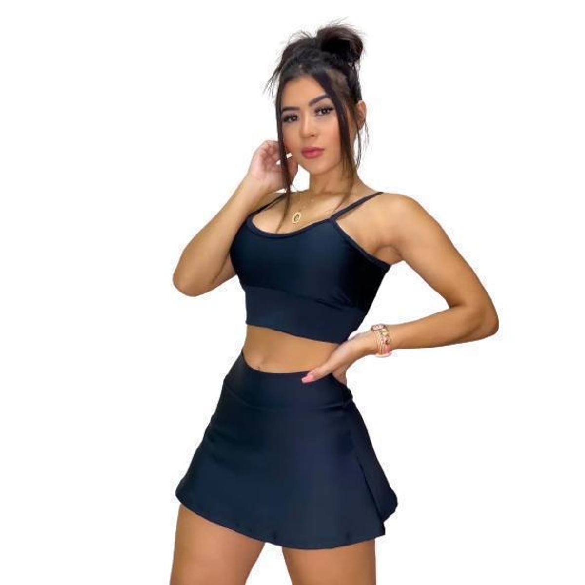 Legging Short Saia E Top Fitness Short Saia Suplex Legging