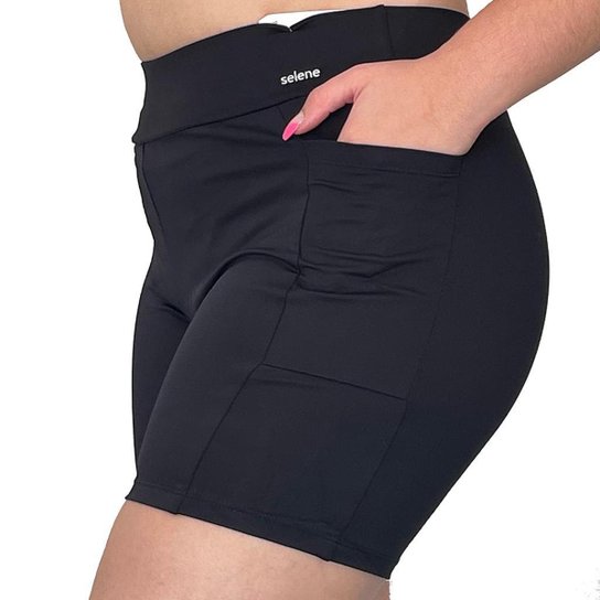 Short Selene com Bolso Lateral - Preto Menor preço em Short Selene com Bolso Lateral - Preto