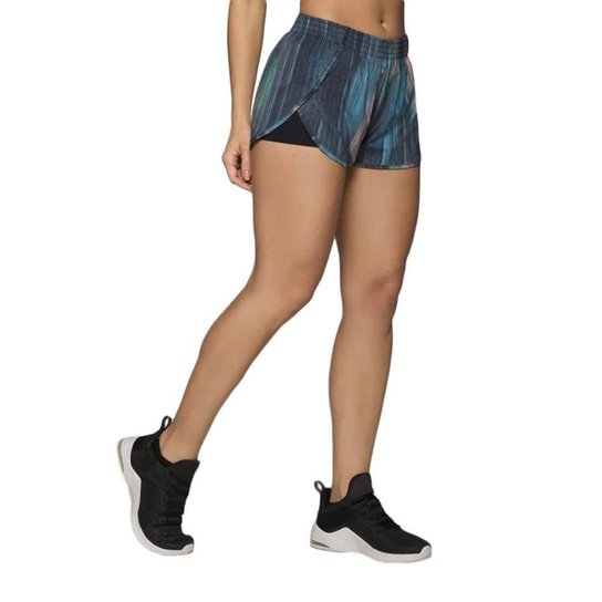 Short Selene Duplo Feminino - Preto+Marinho Menor preço em Short Selene Duplo Feminino - Preto+Marinho