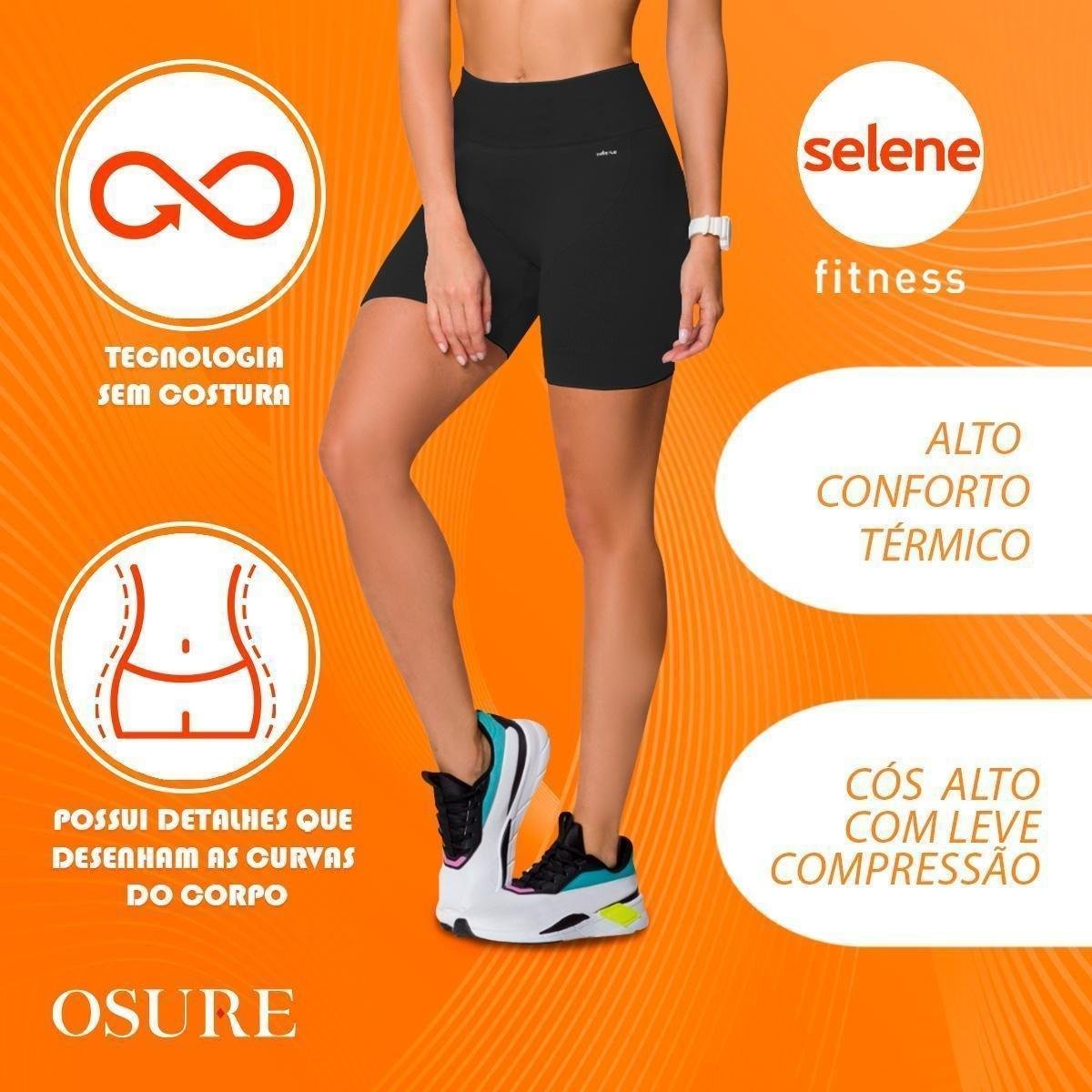 Short Selene Microfibra Sem Costura Leg Legging Sem