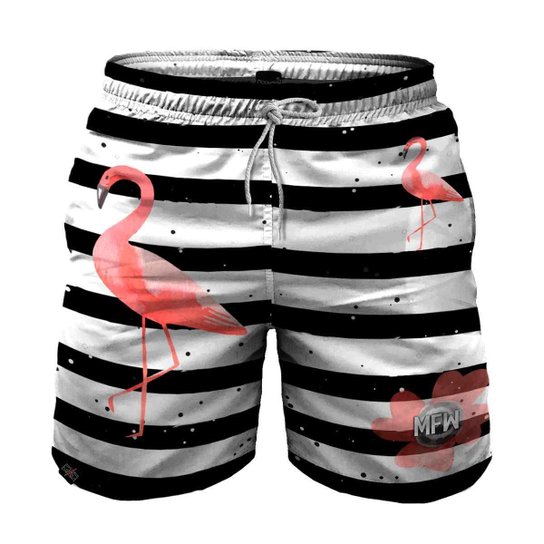 Short Tactel Maromba Fight Wear Flamingo Com Bolsos Masculino - Branco+Preto