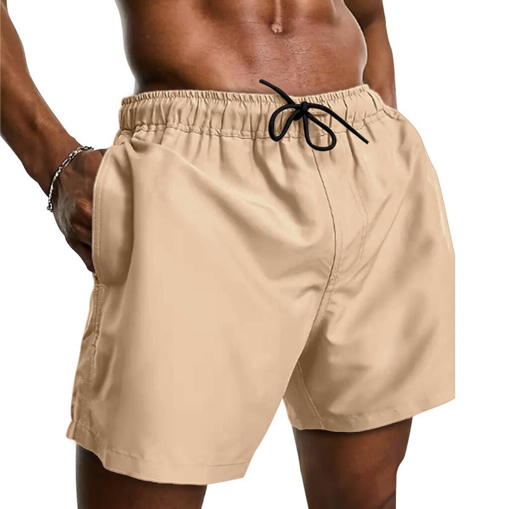 Short Tactel Masculino Praia Liso com Bolsos e Ajuste na Cintura