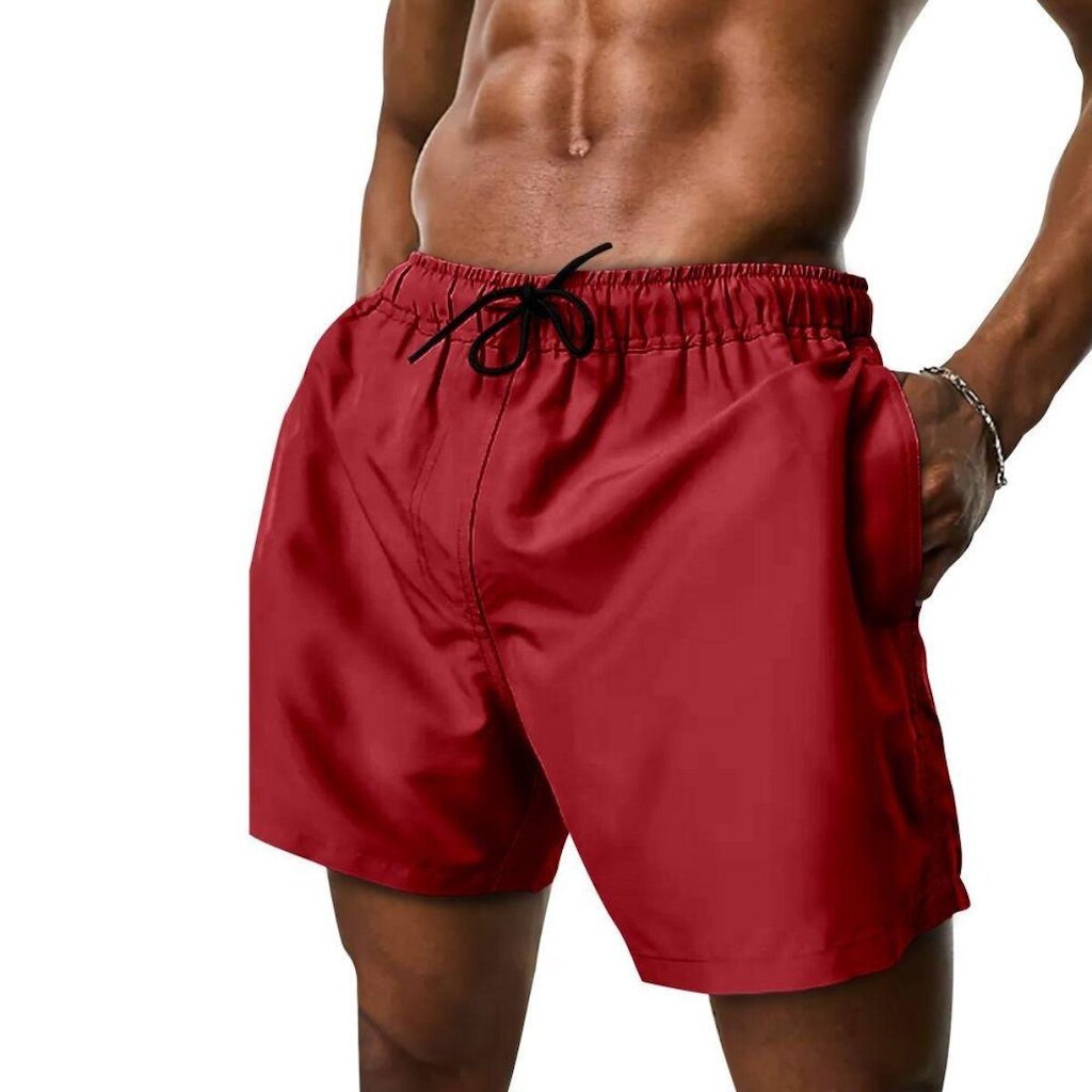 Short Tactel Masculino Praia Liso com Bolsos e Ajuste na Cintura