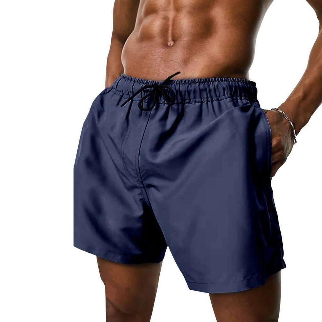 Short Tactel Masculino Praia Liso com Bolsos e Ajuste na Cintura