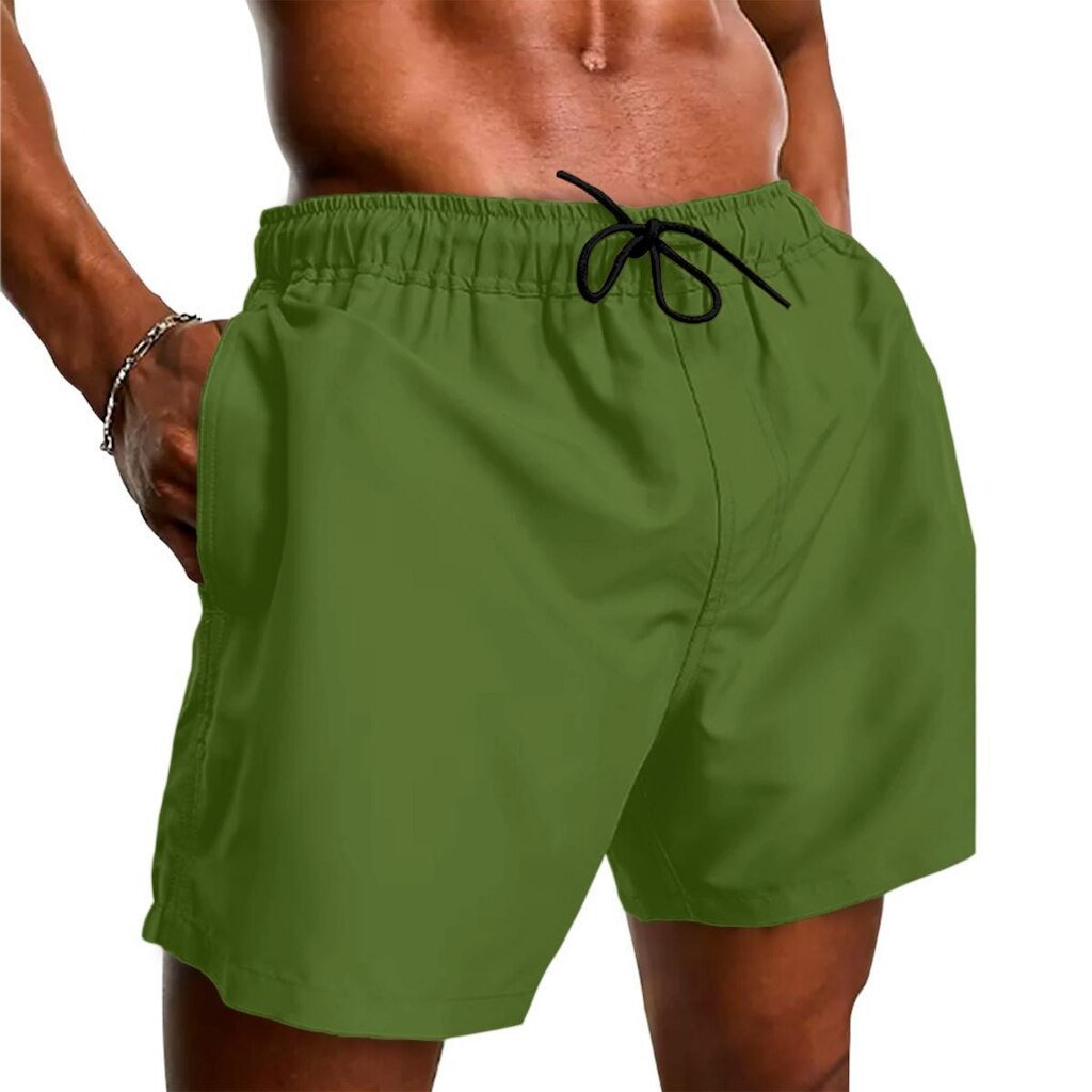 Short Tactel Masculino Praia Liso com Bolsos e Ajuste na Cintura
