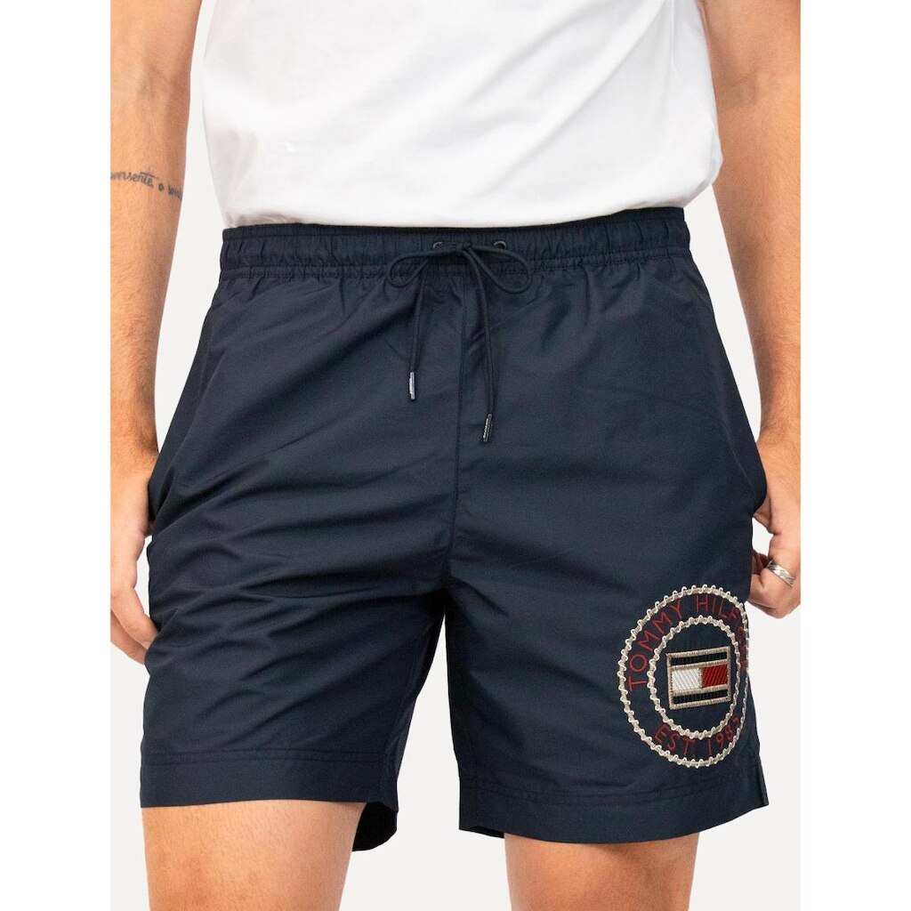 Short Tommy Hilfiger Long Drawstring Embroidered Circle Marinho