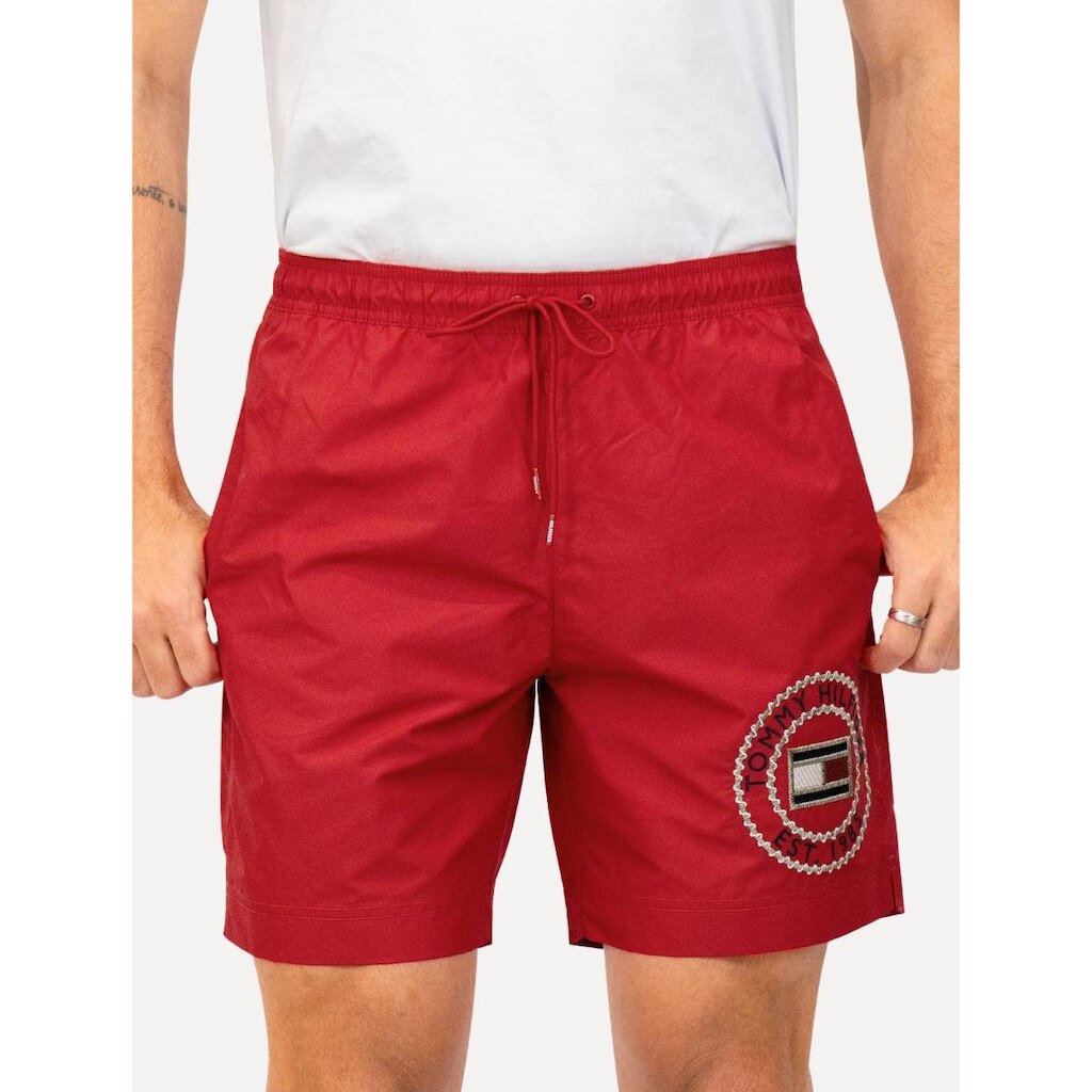 Short Tommy Hilfiger Long Drawstring Embroidered Circle Vermelho